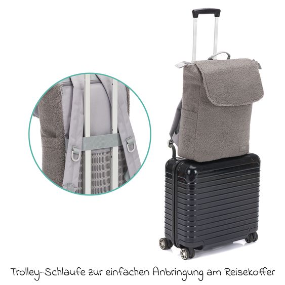 Fillikid Wickelrucksack Teddy inkl. Wickelunterlage, Flaschenhalter & Kinderwagenhaken - Grau