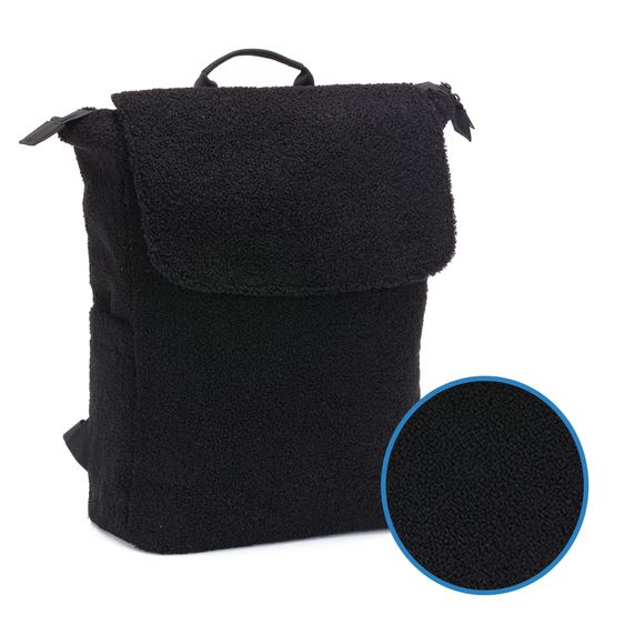 Fillikid Wickelrucksack Teddy inkl. Wickelunterlage, Flaschenhalter & Kinderwagenhaken - Schwarz