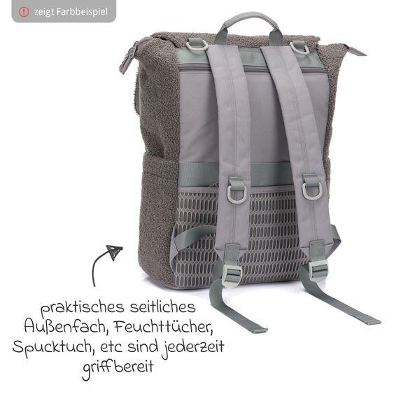 Fillikid Wickelrucksack Teddy inkl. Wickelunterlage, Flaschenhalter & Kinderwagenhaken - Schwarz