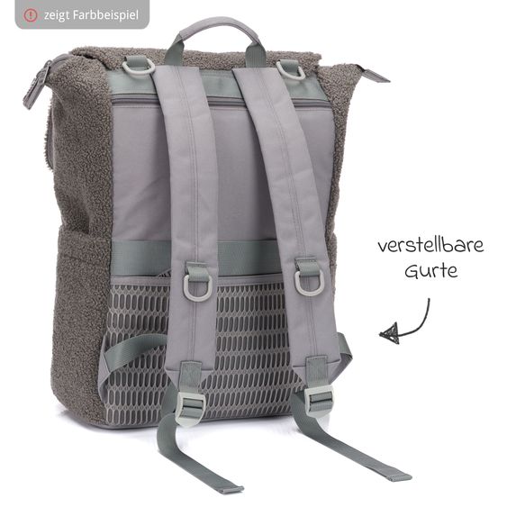 Fillikid Wickelrucksack Teddy inkl. Wickelunterlage, Flaschenhalter & Kinderwagenhaken - Schwarz