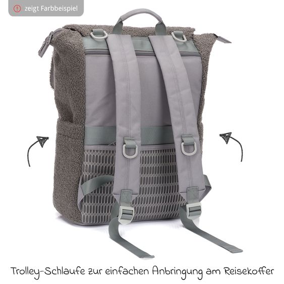 Fillikid Wickelrucksack Teddy inkl. Wickelunterlage, Flaschenhalter & Kinderwagenhaken - Schwarz