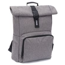 Wickelrucksack Tokio im Rolltopstil inkl. Wickelunterlage, variabler Stauraum, Thermofach & Befestigungshaken - Grau Melange