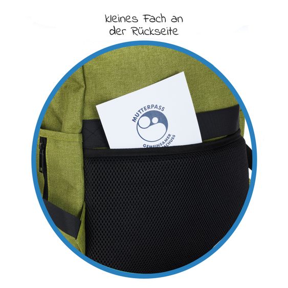 Fillikid Wickelrucksack Tokio im Rolltopstil inkl. Wickelunterlage, variabler Stauraum, Thermofach & Befestigungshaken - Kiwi Melange