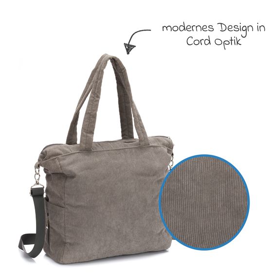 Fillikid Borsa fasciatoio in corda con fasciatoio, appendino per carrozzina e scaldabiberon - grigio