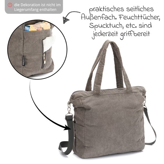 Fillikid Borsa fasciatoio in corda con fasciatoio, appendino per carrozzina e scaldabiberon - grigio