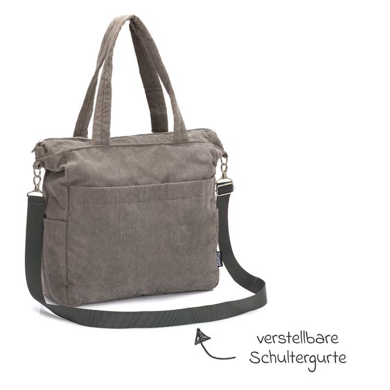 Fillikid Borsa fasciatoio in corda con fasciatoio, appendino per carrozzina e scaldabiberon - grigio