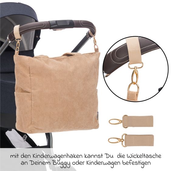 Fillikid Borsa fasciatoio in corda con fasciatoio, appendino per carrozzina e scaldabiberon - Torrone