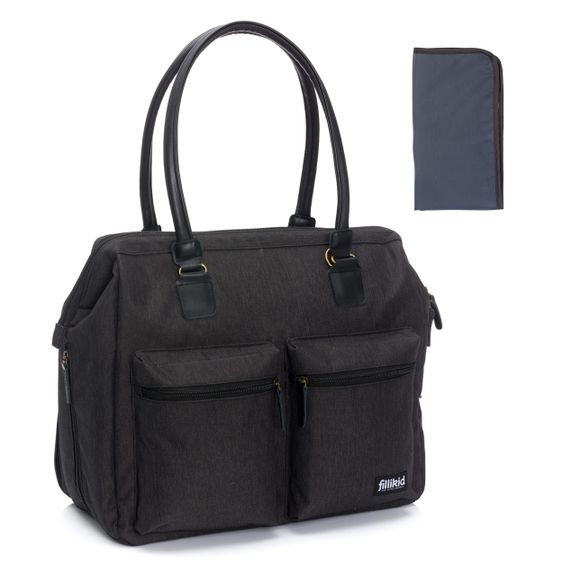 Fillikid Wickeltasche Oxford mit Wickelauflage, Innnen- & Außenfächer - Schwarz