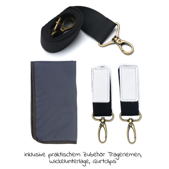 Fillikid Wickeltasche Oxford mit Wickelauflage, Innnen- & Außenfächer - Schwarz