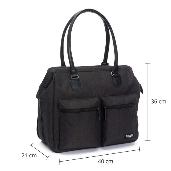 Fillikid Wickeltasche Oxford mit Wickelauflage, Innnen- & Außenfächer - Schwarz