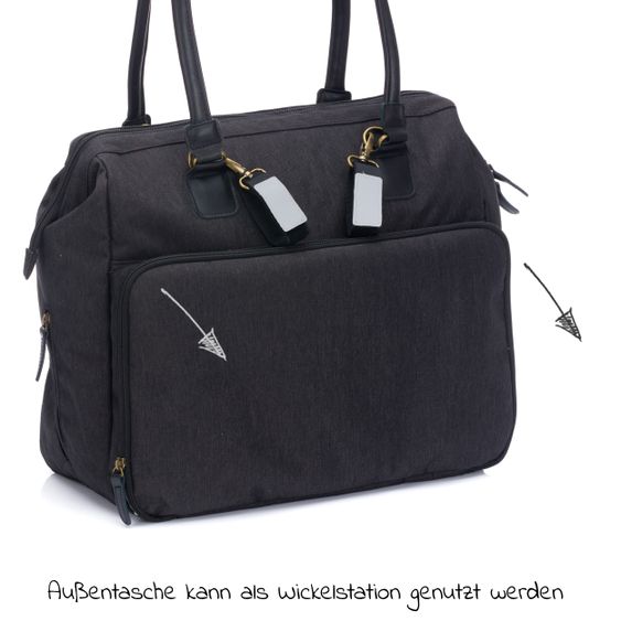 Fillikid Wickeltasche Oxford mit Wickelauflage, Innnen- & Außenfächer - Schwarz