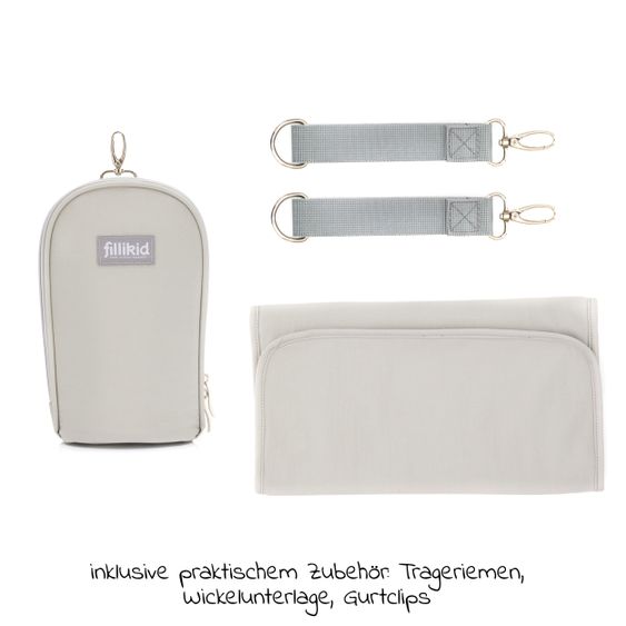 Fillikid Wickeltasche Palma mit Wickelunterlage und Thermotasche - Grau