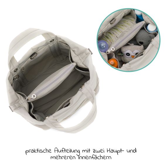 Fillikid Wickeltasche Palma mit Wickelunterlage und Thermotasche - Grau