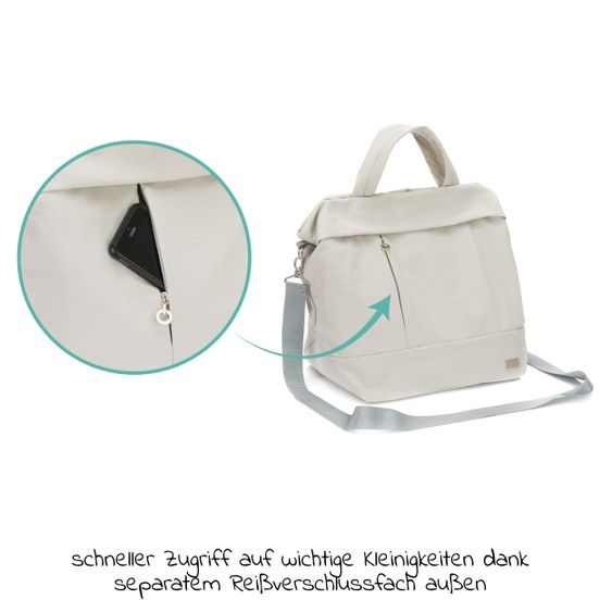 Fillikid Wickeltasche Palma mit Wickelunterlage und Thermotasche - Grau