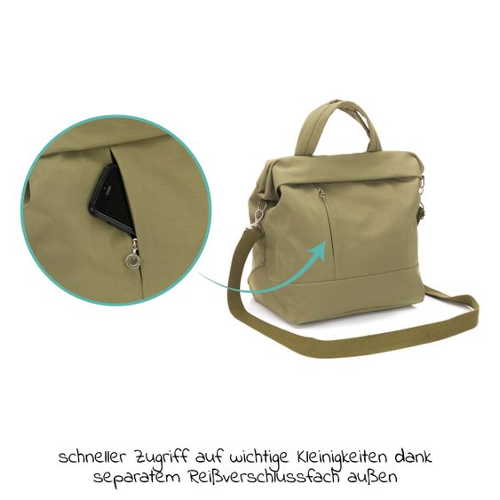 Fillikid Wickeltasche Palma mit Wickelunterlage und Thermotasche - Oliv