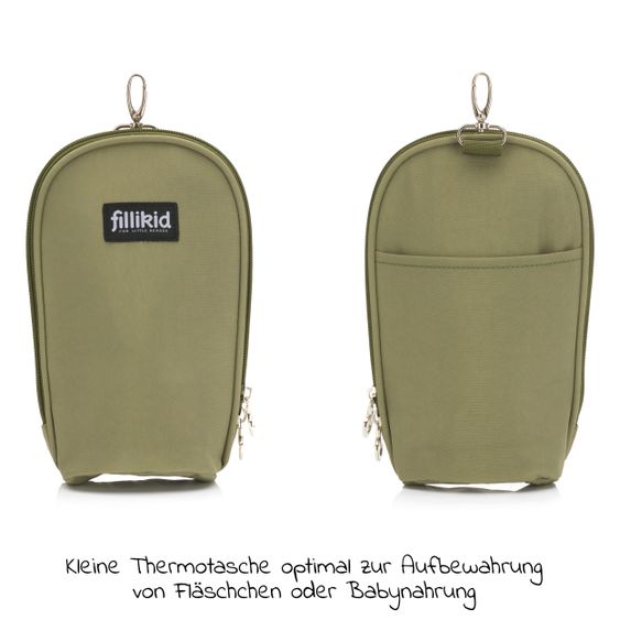 Fillikid Wickeltasche Palma mit Wickelunterlage und Thermotasche - Oliv