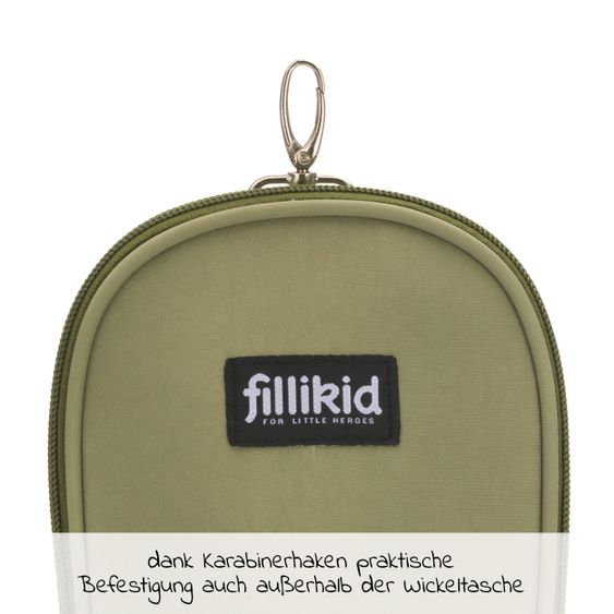 Fillikid Wickeltasche Palma mit Wickelunterlage und Thermotasche - Oliv