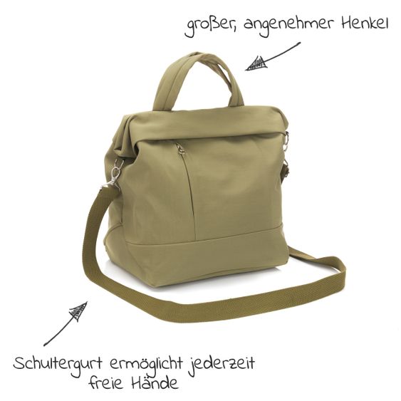 Fillikid Wickeltasche Palma mit Wickelunterlage und Thermotasche - Oliv