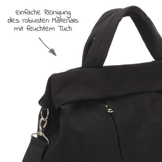 Fillikid Wickeltasche Palma mit Wickelunterlage und Thermotasche - Schwarz