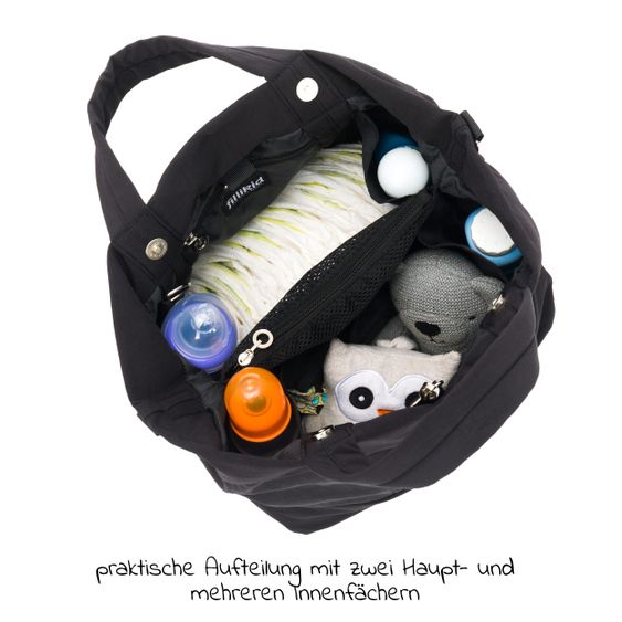 Fillikid Wickeltasche Palma mit Wickelunterlage und Thermotasche - Schwarz