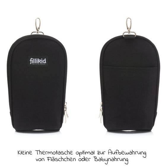 Fillikid Wickeltasche Palma mit Wickelunterlage und Thermotasche - Schwarz