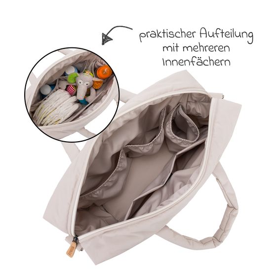 Fillikid Changing Bag Toulouse with Changing Mat, Inner & Outer Compartments - Greige