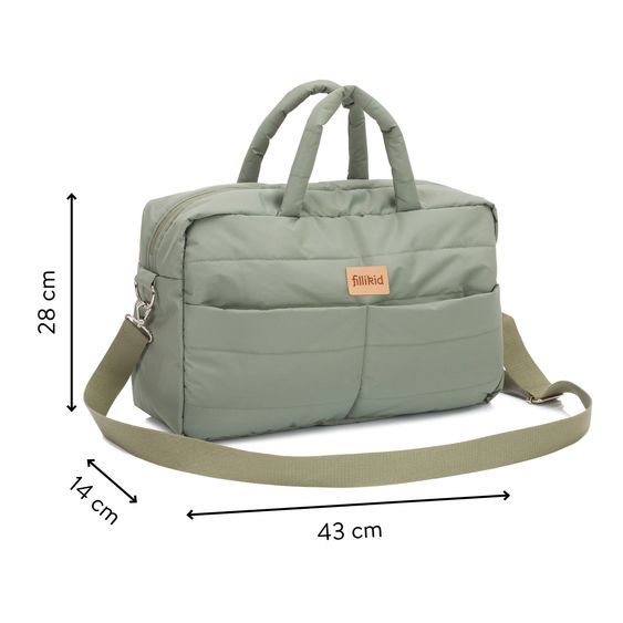Fillikid Changing Bag Toulouse with Changing Mat, Inner & Outer Compartments - Sage