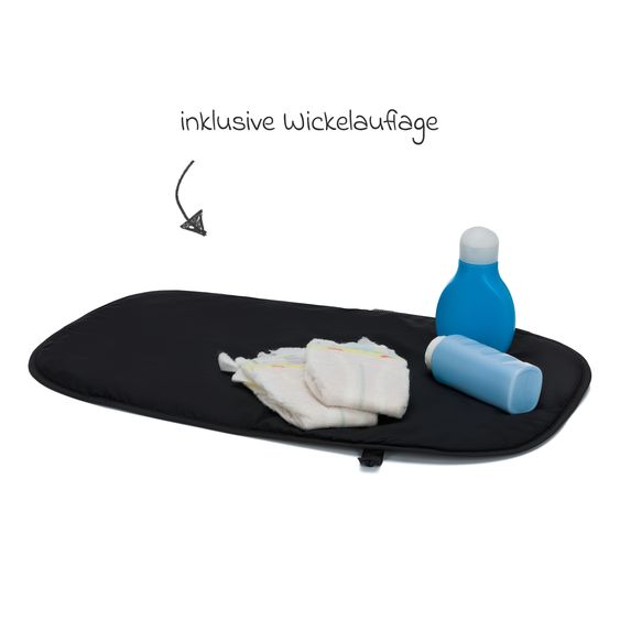 Fillikid Changing Bag Toulouse with Changing Mat, Inner & Outer Compartments - Black