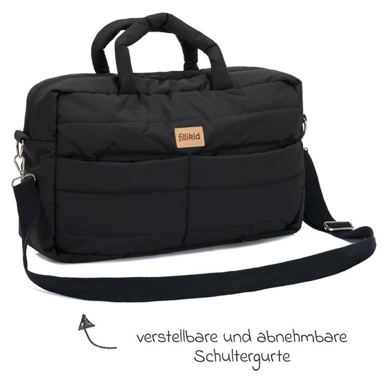 Fillikid Changing Bag Toulouse with Changing Mat, Inner & Outer Compartments - Black