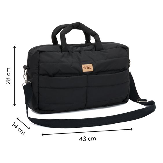 Fillikid Changing Bag Toulouse with Changing Mat, Inner & Outer Compartments - Black