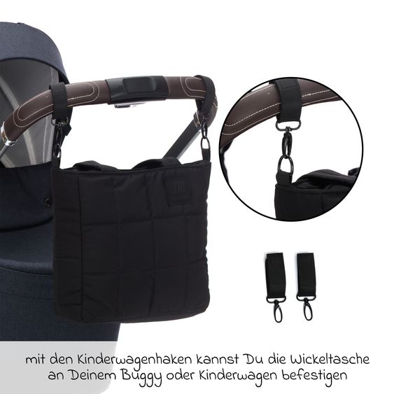 Fillikid Borsa fasciatoio Vienna Small con fasciatoio e ganci di fissaggio - Nero