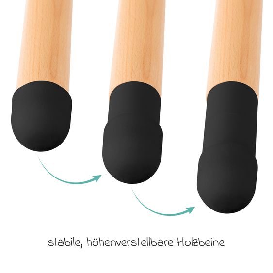 Fillikid Wickeltisch höhenverstellbar, abwischbare Auflage in Holzoptik - Grau Natur