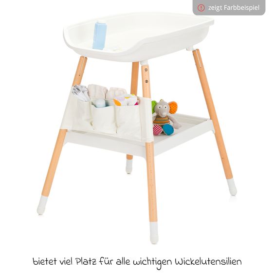 Fillikid Wickeltisch höhenverstellbar, abwischbare Auflage in Holzoptik - Grau Natur