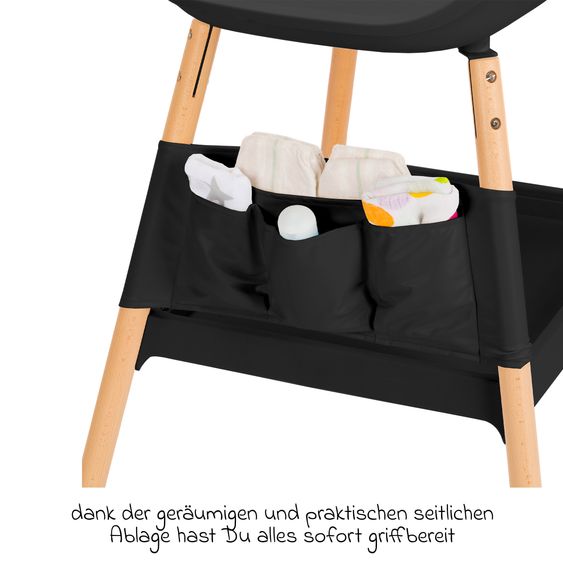 Fillikid Wickeltisch höhenverstellbar, abwischbare Auflage in Holzoptik - Grau Natur