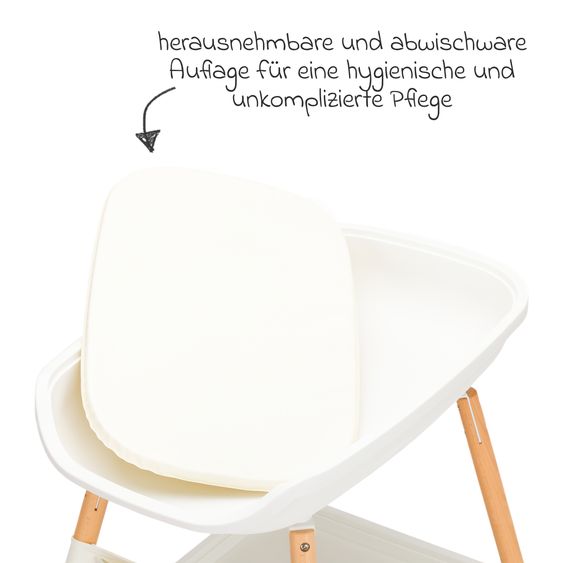 Fillikid Wickeltisch höhenverstellbar, abwischbare Auflage in Holzoptik - Weiß Natur