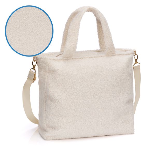 Fillikid Borsa fasciatoio Teddy Big con fasciatoio, appendino per carrozzina e scaldabiberon - look orsetto - beige