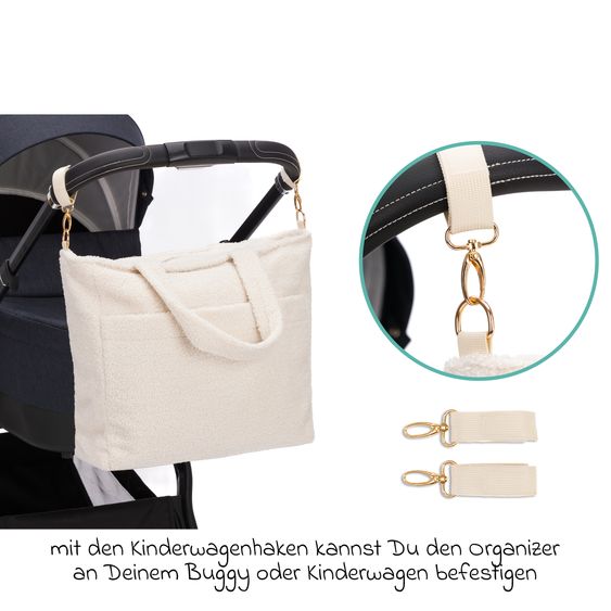Fillikid Borsa fasciatoio Teddy Big con fasciatoio, appendino per carrozzina e scaldabiberon - look orsetto - beige