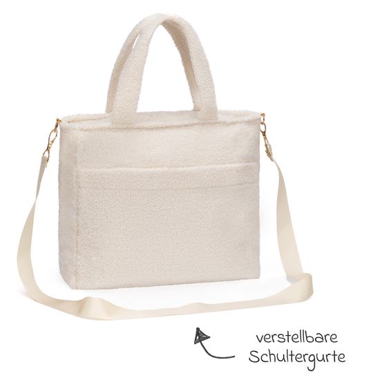 Fillikid Borsa fasciatoio Teddy Big con fasciatoio, appendino per carrozzina e scaldabiberon - look orsetto - beige