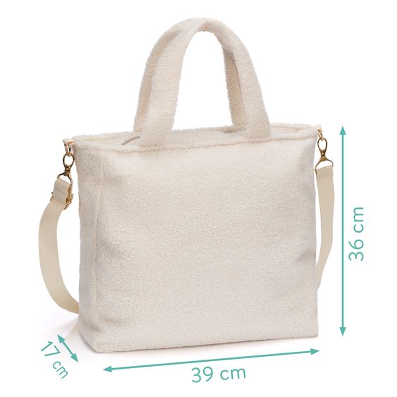 Fillikid Borsa fasciatoio Teddy Big con fasciatoio, appendino per carrozzina e scaldabiberon - look orsetto - beige