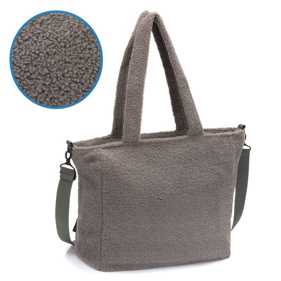 Fillikid Borsa fasciatoio Teddy Big con fasciatoio, appendino per carrozzina e scaldabiberon - look orsetto - grigio