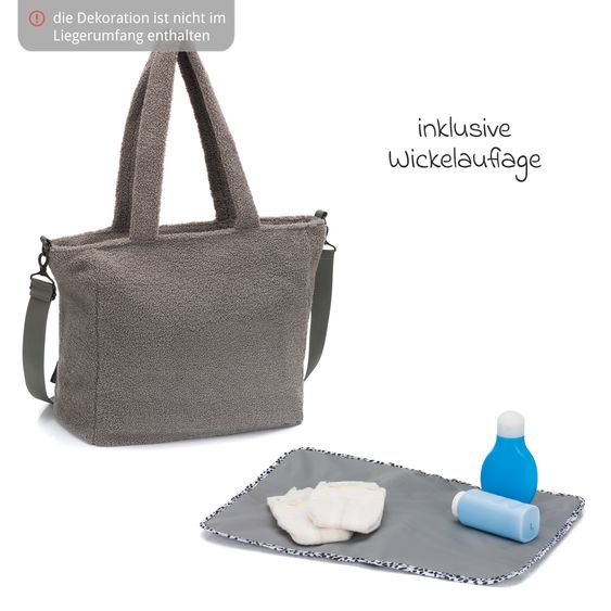 Fillikid Borsa fasciatoio Teddy Big con fasciatoio, appendino per carrozzina e scaldabiberon - look orsetto - grigio