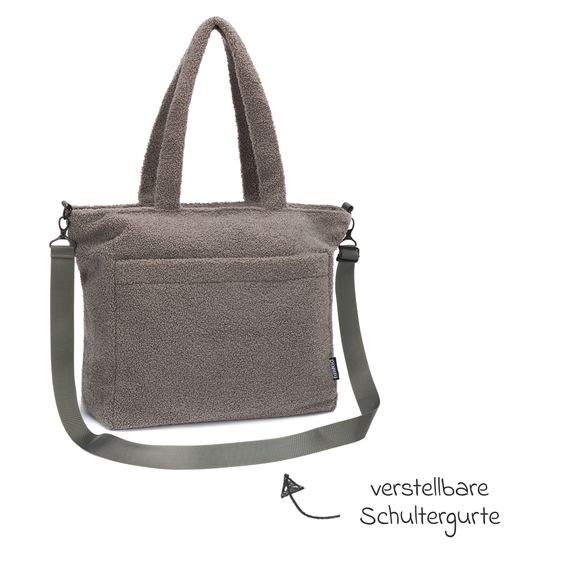 Fillikid Borsa fasciatoio Teddy Big con fasciatoio, appendino per carrozzina e scaldabiberon - look orsetto - grigio