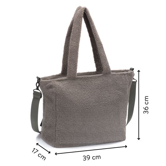 Fillikid Borsa fasciatoio Teddy Big con fasciatoio, appendino per carrozzina e scaldabiberon - look orsetto - grigio