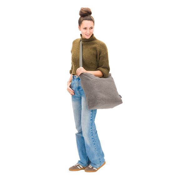 Fillikid Borsa fasciatoio Teddy Big con fasciatoio, appendino per carrozzina e scaldabiberon - look orsetto - grigio