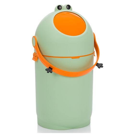 Fillikid Windeleimer Frog mit Einhand-Bedienung, großem Einwurt & Tragegriff für ca. 15 Liter - Grün Orange