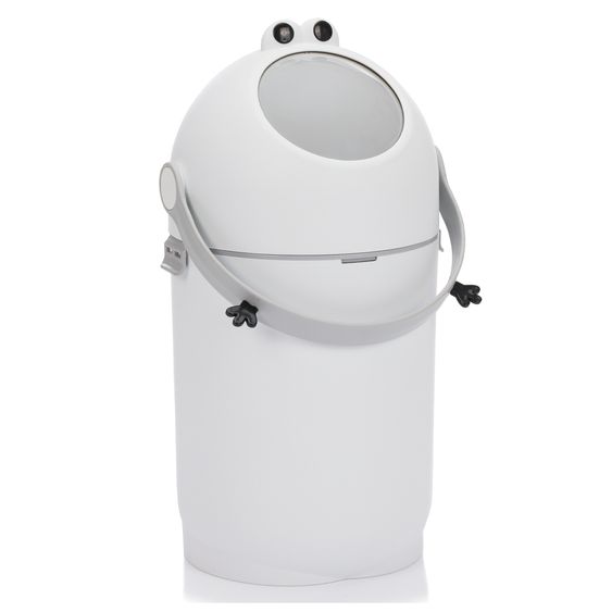 Fillikid Windeleimer Frog mit Einhand-Bedienung, großem Einwurt & Tragegriff für ca. 15 Liter - Weiß Grau