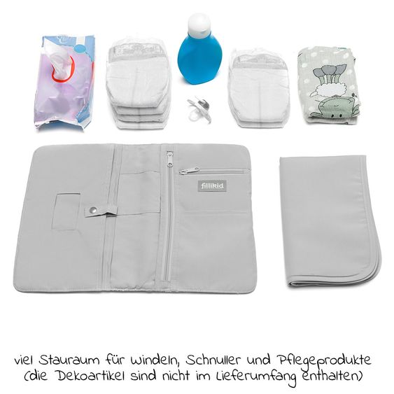 Fillikid Windeltasche für Unterwegs - Cube Grey