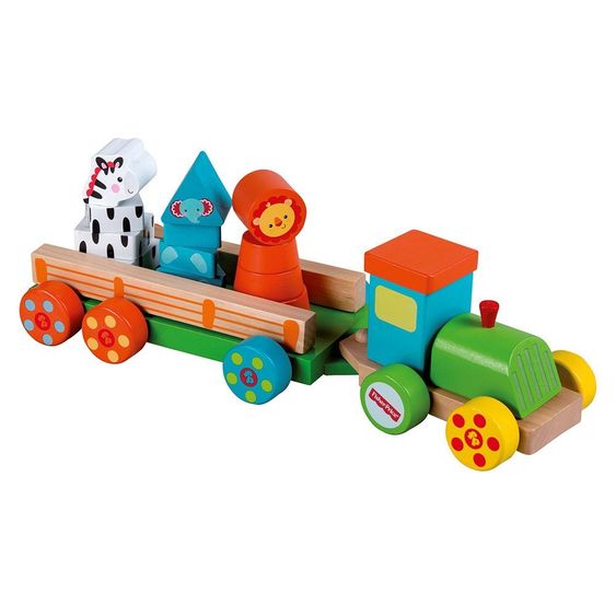 Fisher-Price Holz-Eisenbahn mit 12 Bausteinen - Zootiere