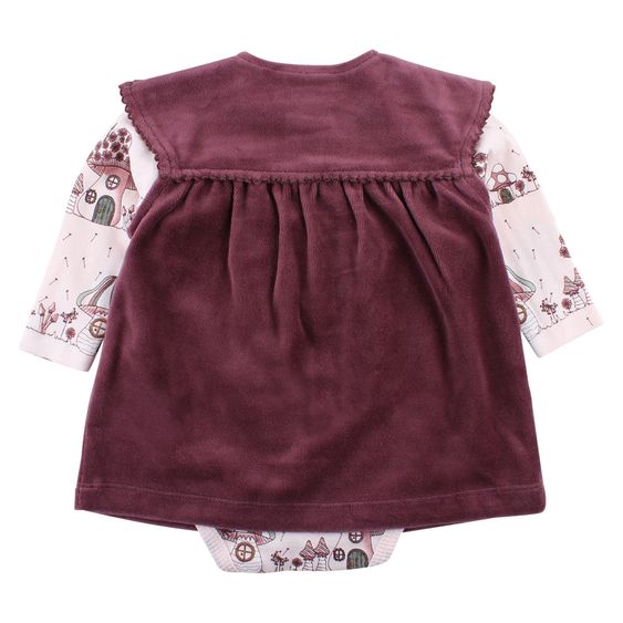 Fixoni 2-tlg. Set Hush Nicki Kleid + Body - sweet mushrooms Bordeaux - Gr. 56