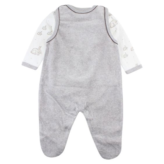 Fixoni 2-tlg. Set Hush Nicki Strampler + Body - Hase Grau - Gr. 50